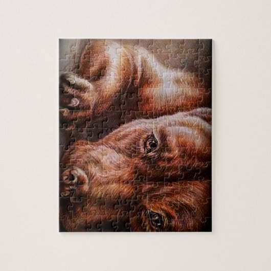 Bruine peerpunttekening van huisportret legpuzzel (Verticaal)