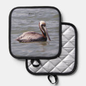 Bruine Pelican pothouder Pannenlap (Voorkant / Achterkant)