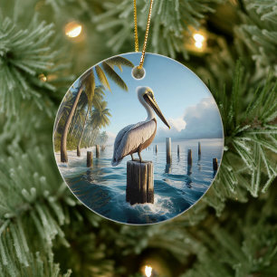 Bruine Pelikaan Aandenken Keramisch Ornament
