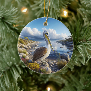 Bruine Pelikaan Aandenken Keramisch Ornament