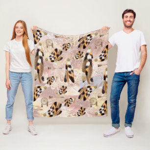 Bruine pelikaan- of havikveren fleece deken