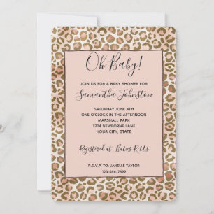 Bruine Perzik Blush Ombre Luipaardprint Kaart