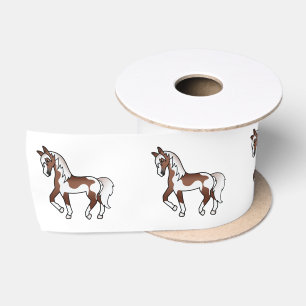 Bruine Pinto Geïllustreerde Cartoon Dravende Paard Lint