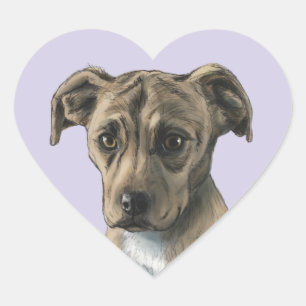 Bruine pit Bull Puppy Drawing Hart Sticker