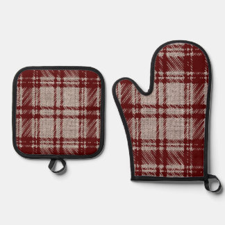 Bruine Plaid Ovenwant & Pannenlap Set