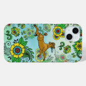 Bruine poedel met frisbee op Paisley achtergrond Case-Mate iPhone Case (Achterkant (horizontaal))