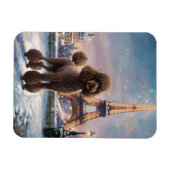 Bruine Poedel Winter in Parijs Schilderkunst Flexi Magneet (Horizontaal)