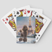 Bruine Poedel Winter in Parijs Schilderkunst Pokerkaarten (Achterkant)