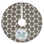 Bruine Polka Dot Print Monogram Initiaal boomrok Kerstboom Rok (Voorkant)