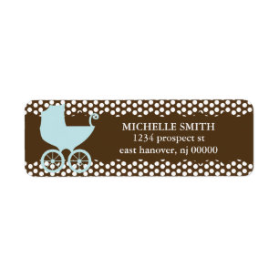 Bruine Polka Dots & Carriage Retouradres Labels