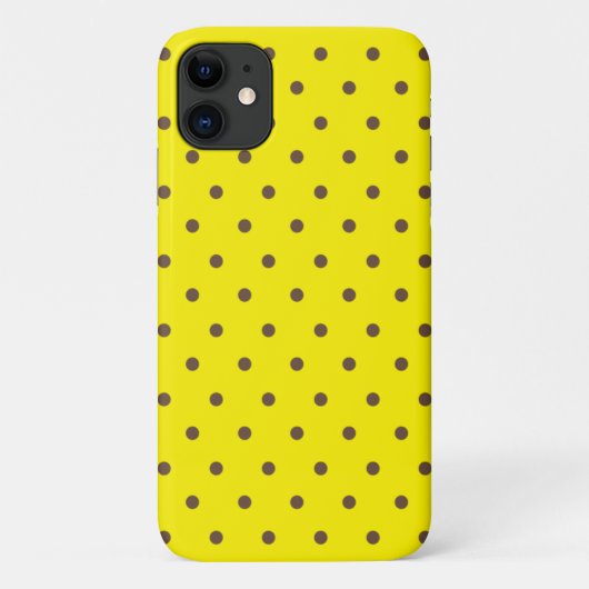 bruine polka - stippen op geel Case-Mate iPhone case (Achterkant)