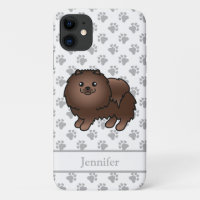 Bruine Pomeranian Lieve Cartoon Hond & Naam
