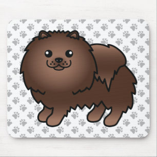 Bruine Pomeranian Lieve Cartoon Hond & Pootjes Muismat