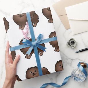 Bruine Pomeranian Mooie Cartoon Hond Patroon Cadeaupapier