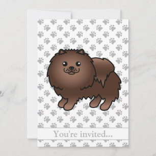 Bruine Pomeranian Schattige Cartoon Hond Verjaarda Kaart