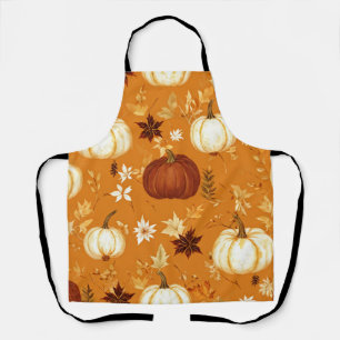 Bruine pompoen Bloemen Herfst en Herfst Patroon Schort