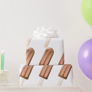 Bruine pop op een stok cadeaupapier