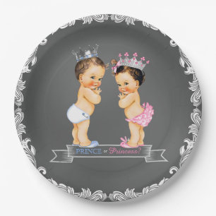 Bruine Prinses Babyshower met Schoolbord Thema Papieren Bordje