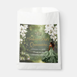 Bruine Prinses en Kikker Wijze Groen Quinceanera 1 Bedankzakje