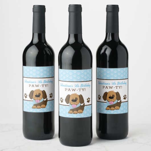 Bruine puppy Dog Wine Labels Wijn Etiket (Flessen)