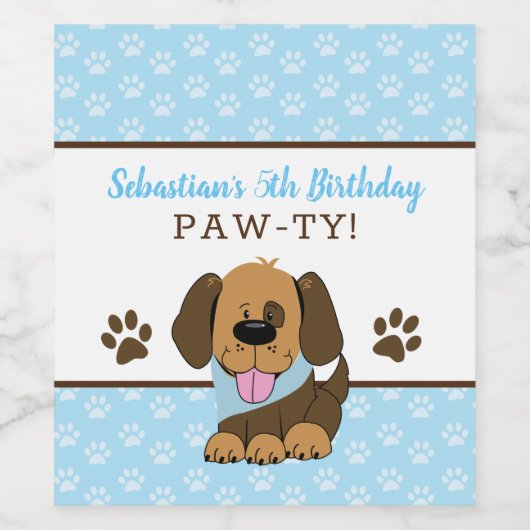 Bruine puppy Dog Wine Labels Wijn Etiket (Enkel label)