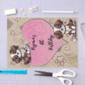 Bruine Puppy Hond Roze Poot & Hart Verjaardagsfees Tissuepapier (Craft)