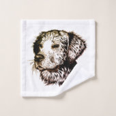 Bruine Puppy Schets Bad Handdoek (Wasdoekje)