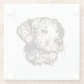 Bruine Puppy Schets Glazen Onderzetter (Achterkant)