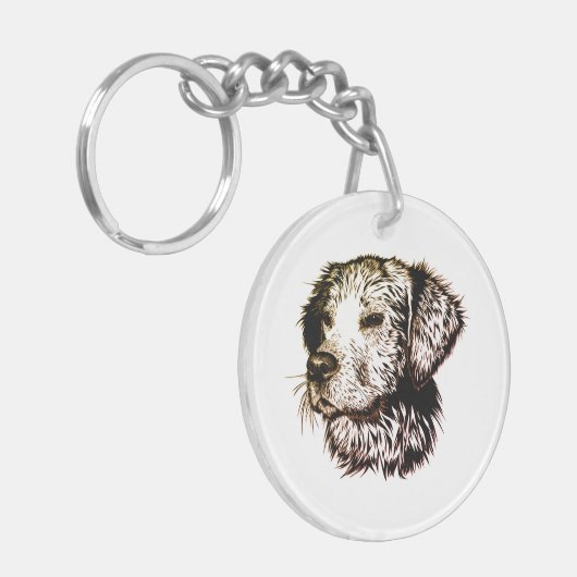 Bruine Puppy Schets  Sleutelhanger (Voorkant Links)