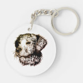 Bruine Puppy Schets  Sleutelhanger (Achterkant)