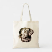 Bruine Puppy Schets Tote Bag (Achterkant)