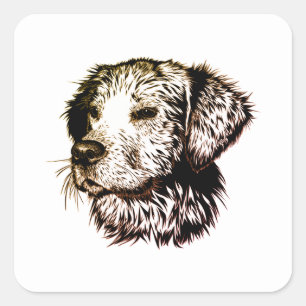 Bruine Puppy Schets Vierkante Sticker