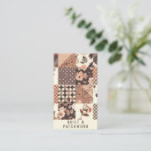 Bruine Quilt Patchwork Handgemaakte Kleding Visitekaartje (Staand voorkant)