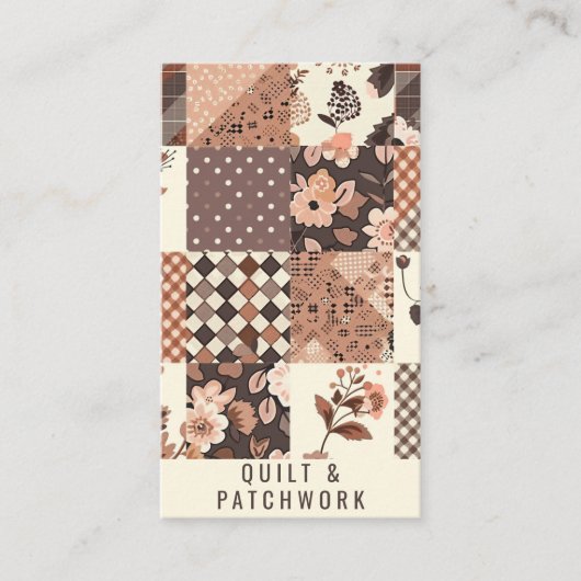 Bruine Quilt Patchwork Handgemaakte Kleding Visitekaartje (Voorkant)