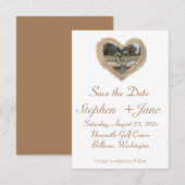 Bruine rand Zwaan in Hart Save the Date Kaart (Voorkant / Achterkant)