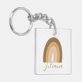Bruine Regenboog Doodle Script Naam Sleutelhanger (Voorkant Links)