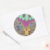 Bruine regenboogmod ronde sticker (Envelop)