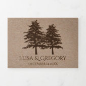 Bruine reliëfbomen op kraftpapier winterbruiloft drieluik uitnodiging (Cover)