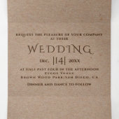 Bruine reliëfbomen op kraftpapier winterbruiloft drieluik uitnodiging (Binnenkant midden)