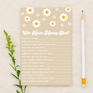 Bruine Retro Margriet Wie Kent Mamma Baby Shower S Briefpapier