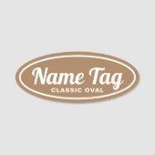 Bruine retro Oval Klassieke naamtag Naamplaatje (Voorkant)