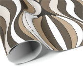 Bruine Retro Wavy Cadeaupapier (Rol Hoek)