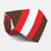Bruine, rode en witte strepen stropdas (Opgerold)