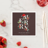 Bruine rode groene witte kerstavond servet (Insitu)