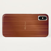 Bruine rode koolstofvezel look monogram Case-Mate iPhone case (Achterkant (horizontaal))