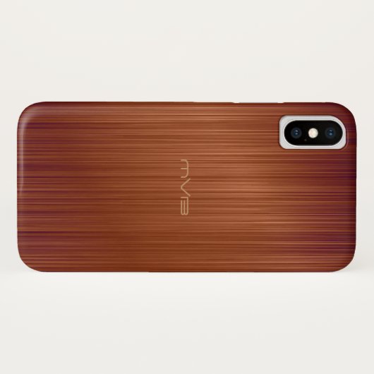 Bruine rode koolstofvezel look monogram Case-Mate iPhone case (Achterkant (horizontaal))