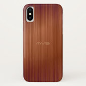 Bruine rode koolstofvezel look monogram Case-Mate iPhone case (Achterkant)