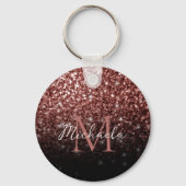 Bruine rode vlek Glitter sparkles Monogram Sleutelhanger (Achterkant)