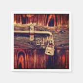 Bruine roestige houtnerf antieke messing slot servet (Voorkant)