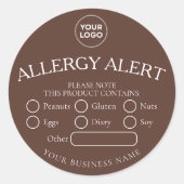 Bruine Ronde Witte Zwarte Voedsel Allergie Alert S Ronde Sticker (Voorkant)